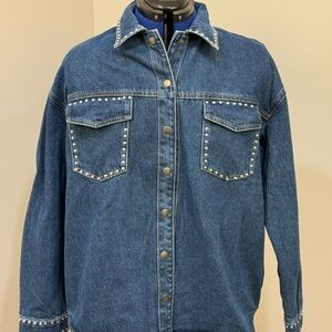 Wishlist Blue Jean Jacket/Shacket with Silver Studs